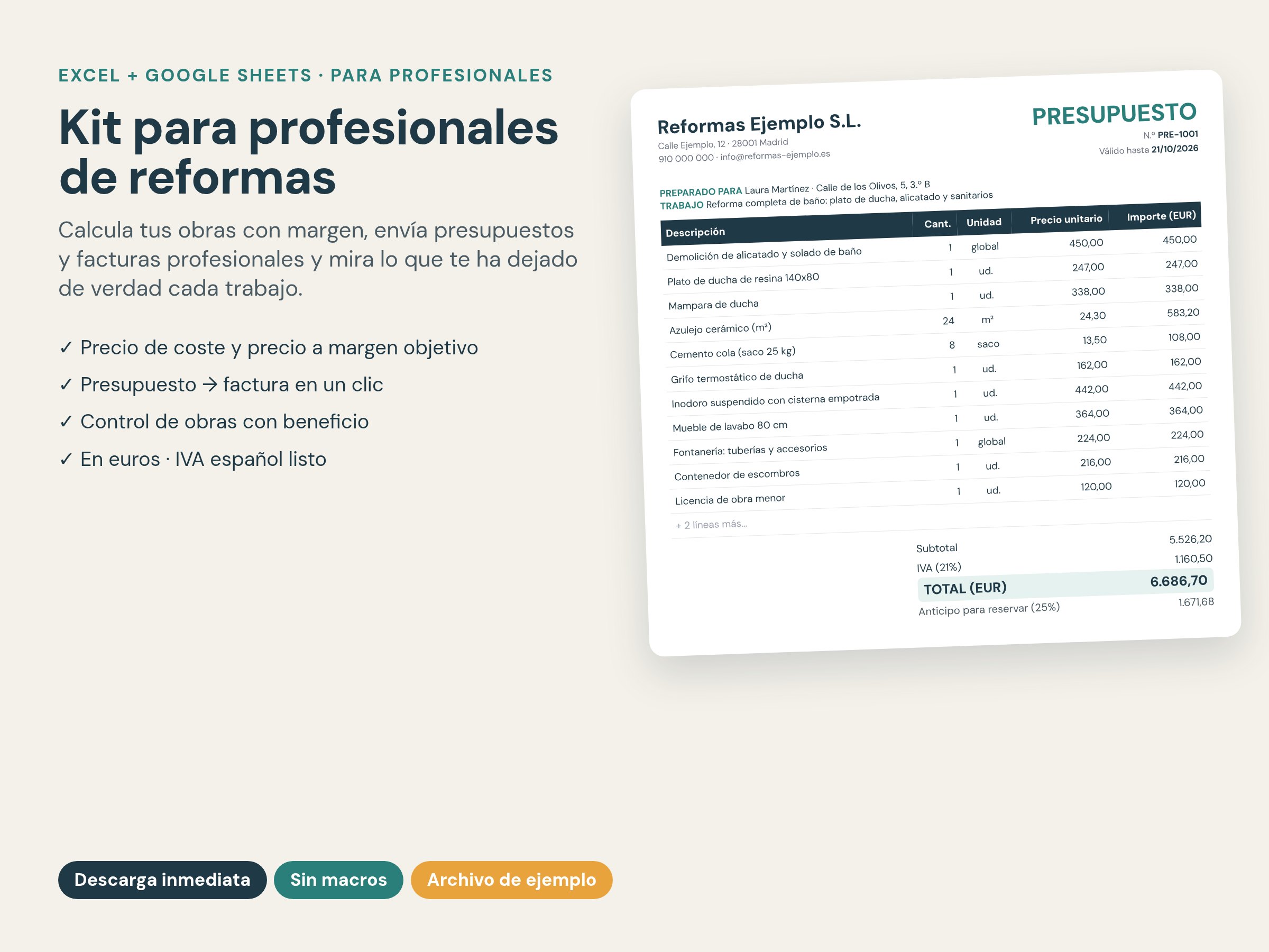 Kit para reformas: presupuesto relleno para la renovación de un tejado