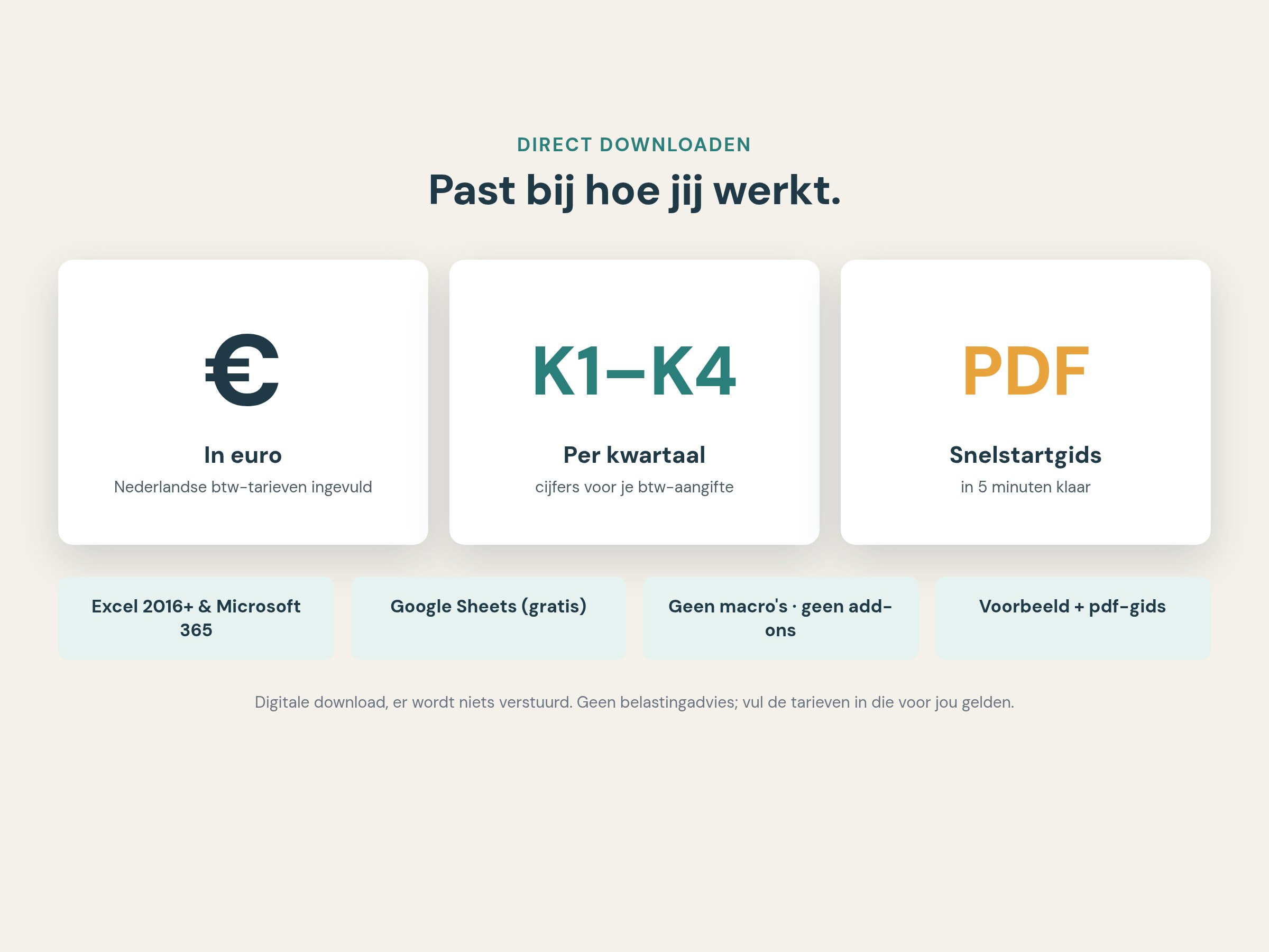 Euro-versie, btw per kwartaal en pdf-gids