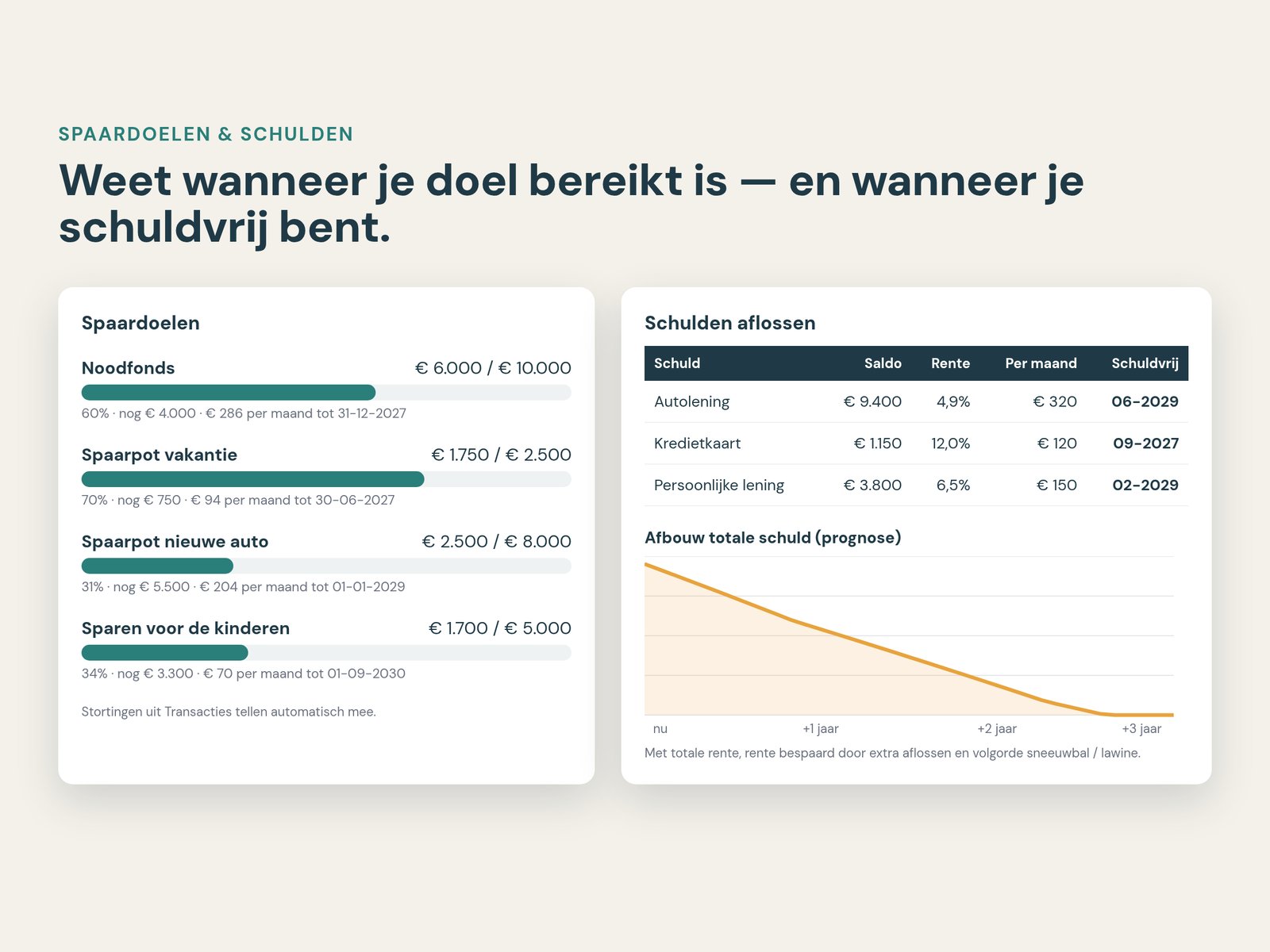 Spaardoelen en schulden
